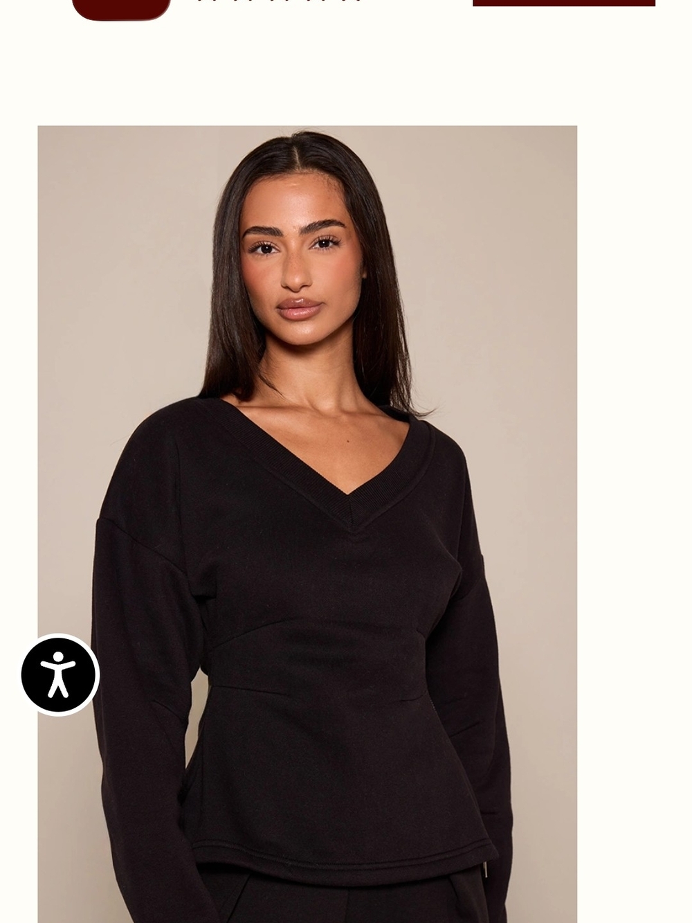 PrettyLittleThing Black V-Neck Long Sleeve Top
